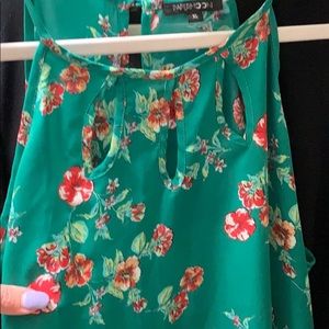 Green floral tank
